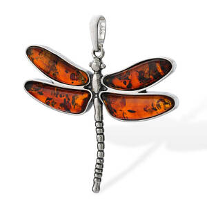 Silver Drgonfly with Amber